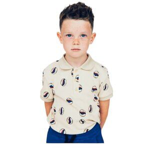Carlijnq Boys Polo Shirt Marble Print Short Sleeves Size 4T